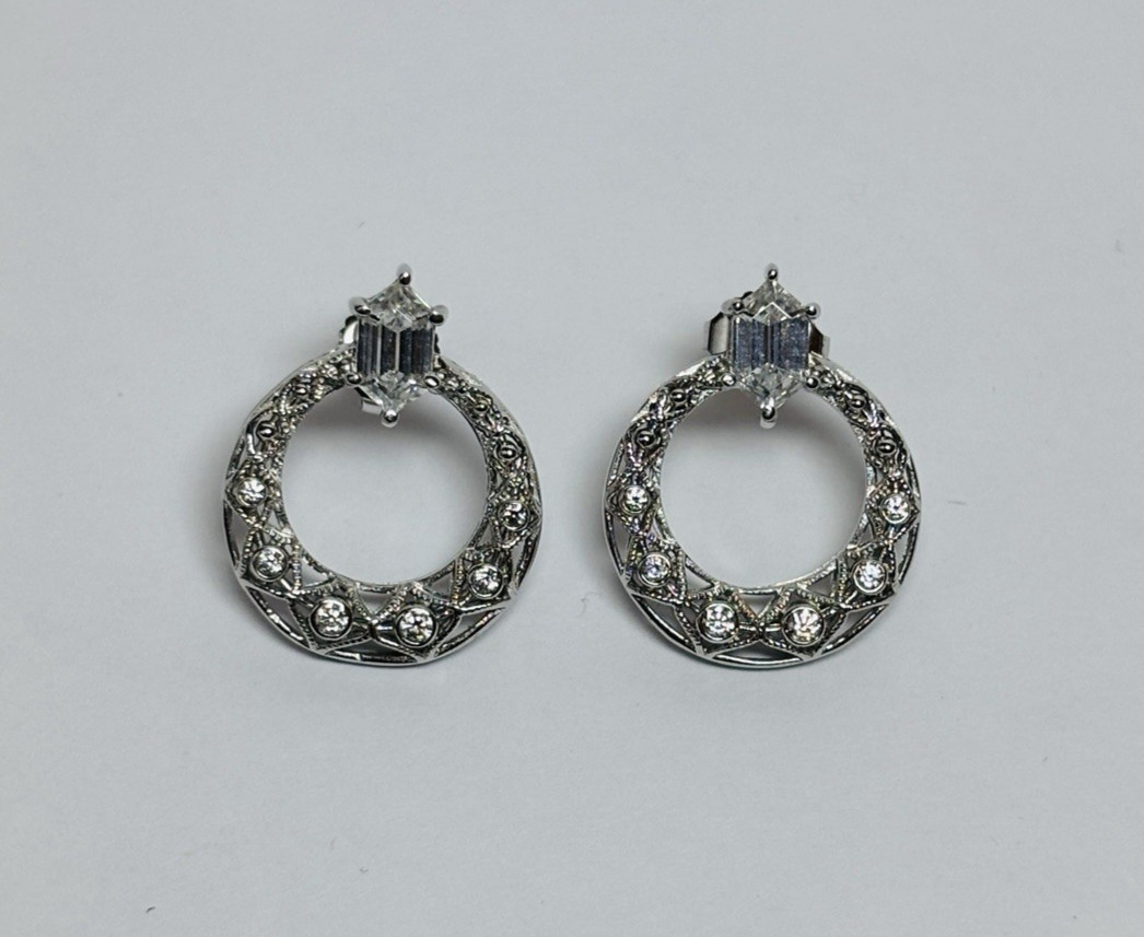 Tacori IV Sterling 925 Silver Open Circle CZ Earrings -.15