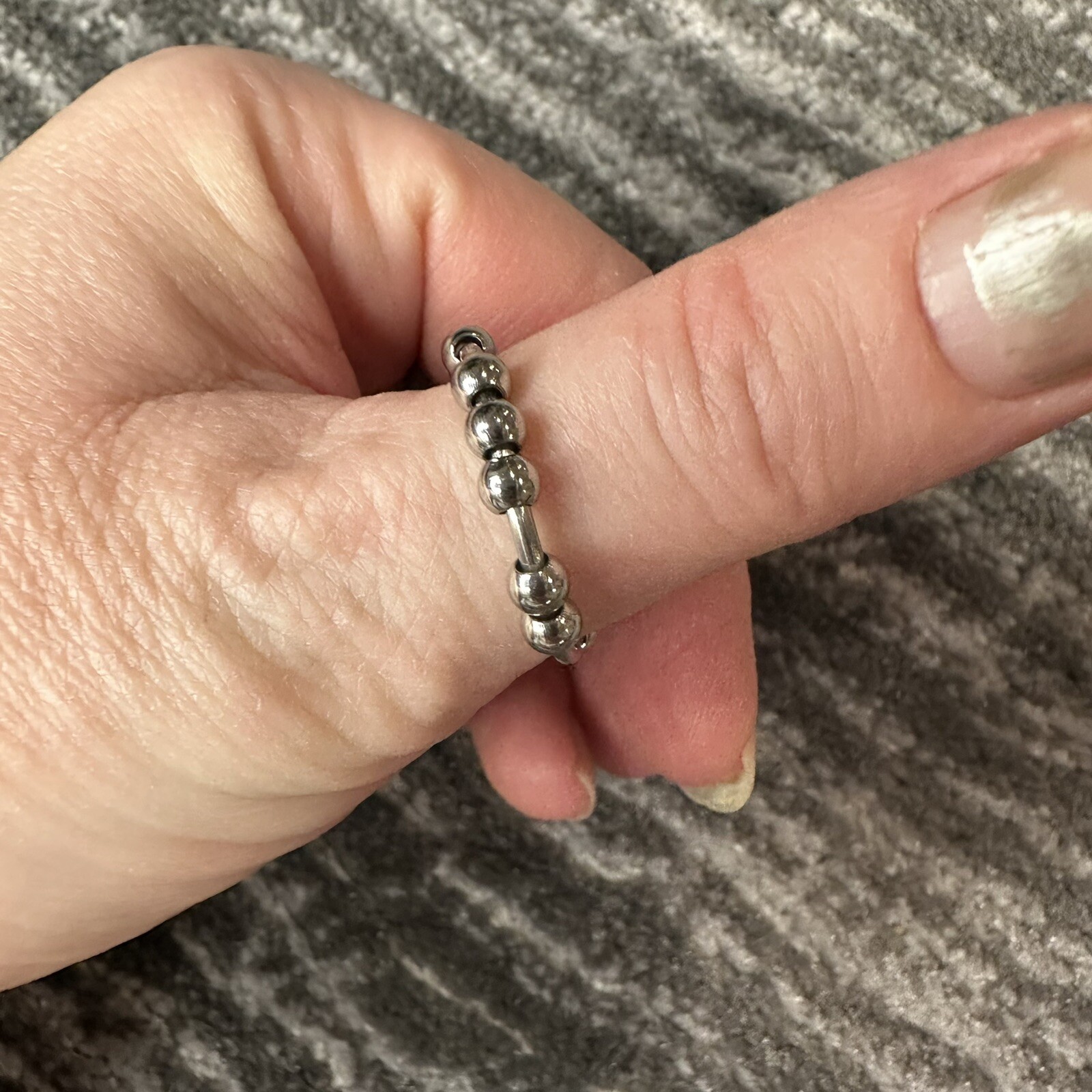 925 Sterling Silver w/ 10 Beads Womens Mens Gift Spinner Fidget Rings 8.75 New