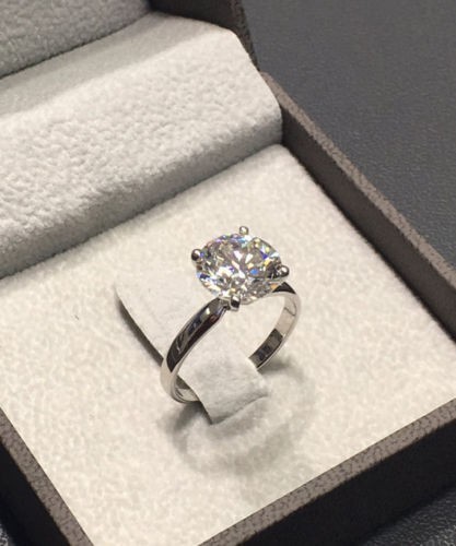 Lab Grown Round cut Diamond Wedding Ring 14K White Gold 2 Carat