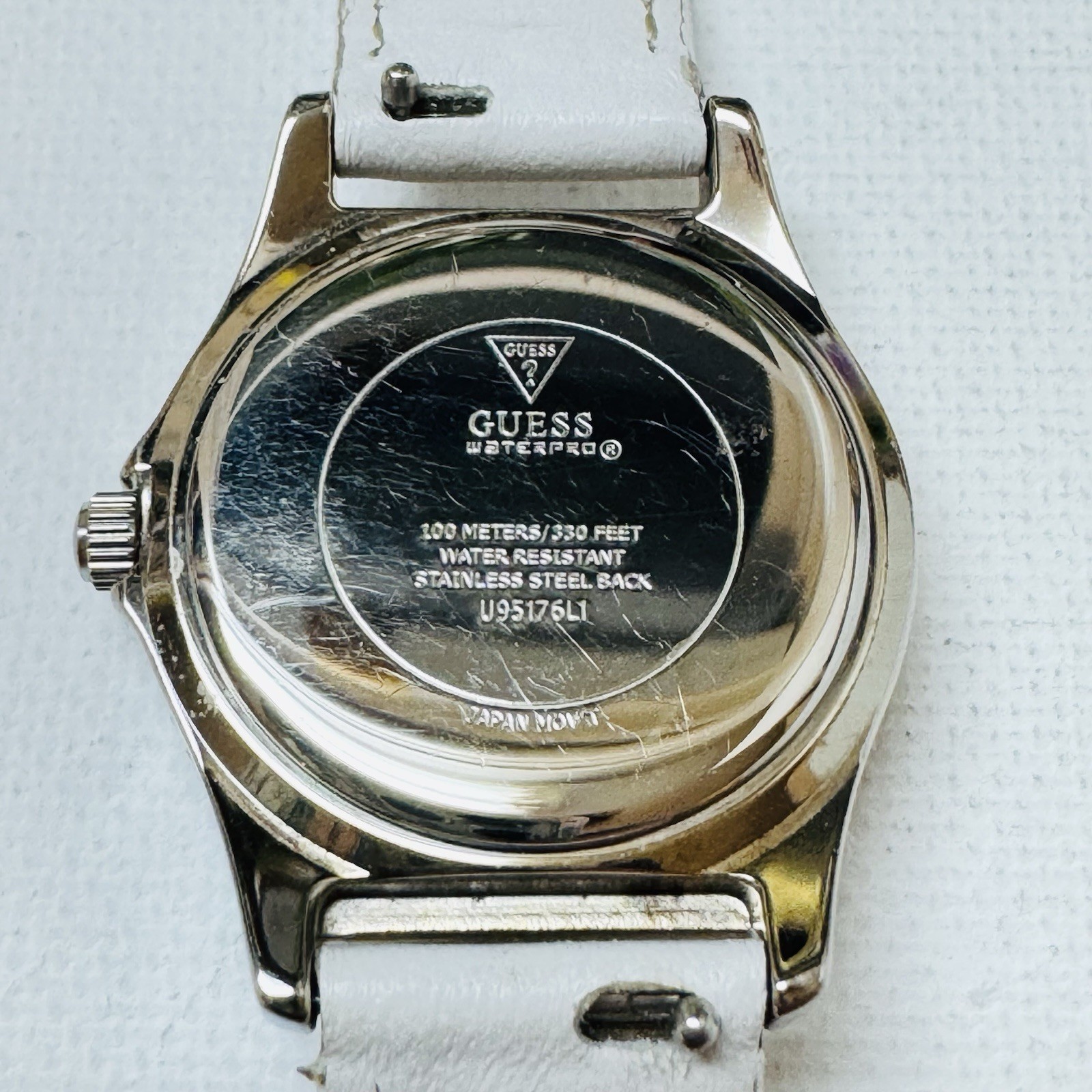 Guess WaterPro 28mm Women’s Watch Silver Crystals White Band U95176L1