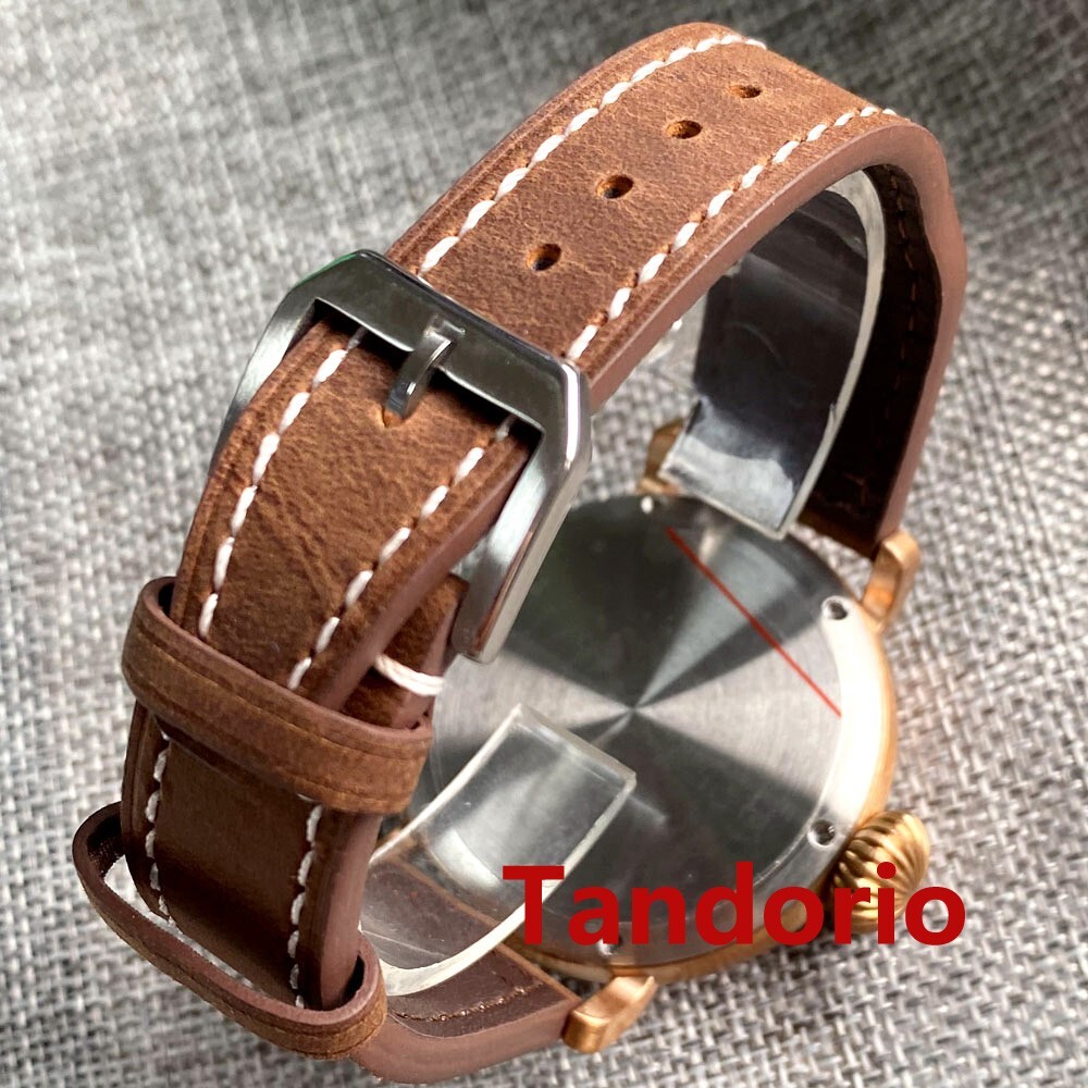 46.5mm Big Tandorio CUSN8 Solid Bronze Case Black Dial NH35A Automatic Men Watch