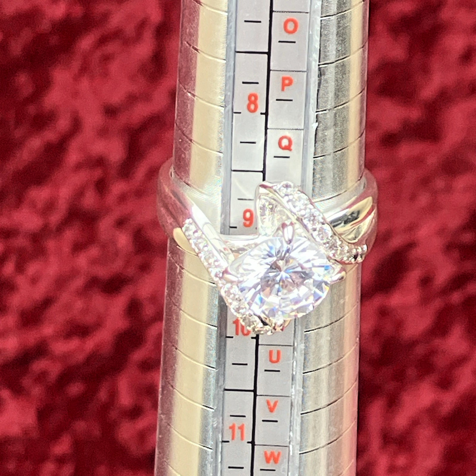 Charter Club Crystal Stone Bypass Ring Fine Silver Plate SIZE 6 or 9 NIB