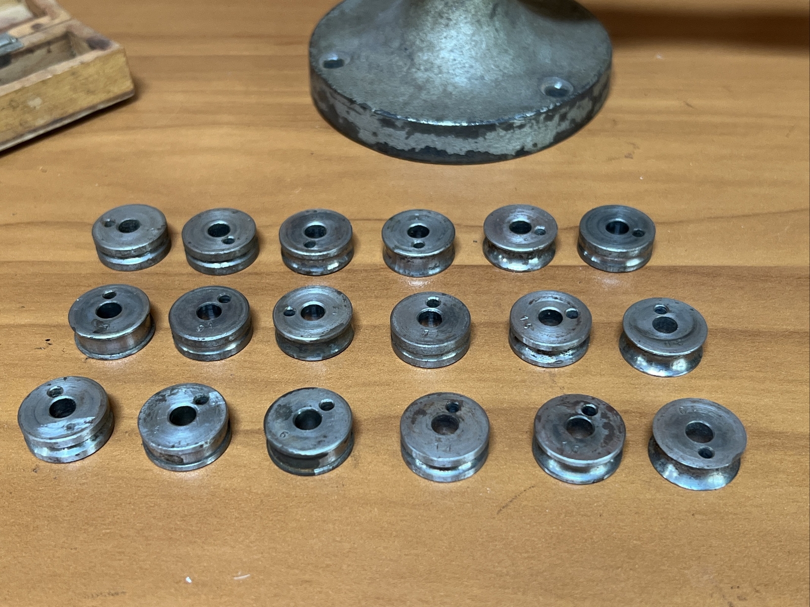 Jeweler Rolling Mill Tool 19 Die SET Bench Top Antique RARE!!