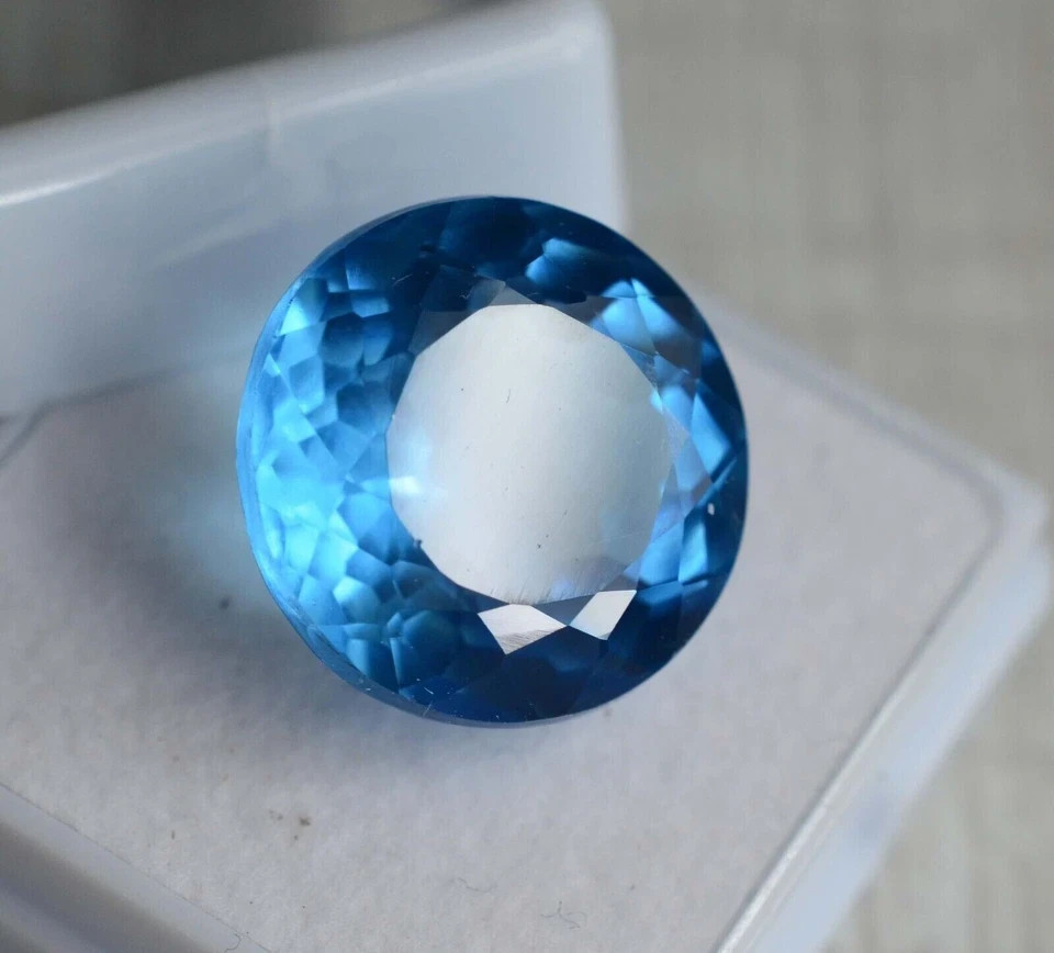 Natural 14 Ct+ Santa Maria Blue Aquamarine Round Cut Certified Loose Gemstone