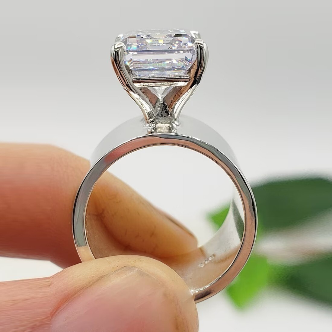 12.00 Ct Certified Emerald Treated White Diamond Solitaire Ring In 925 Silver