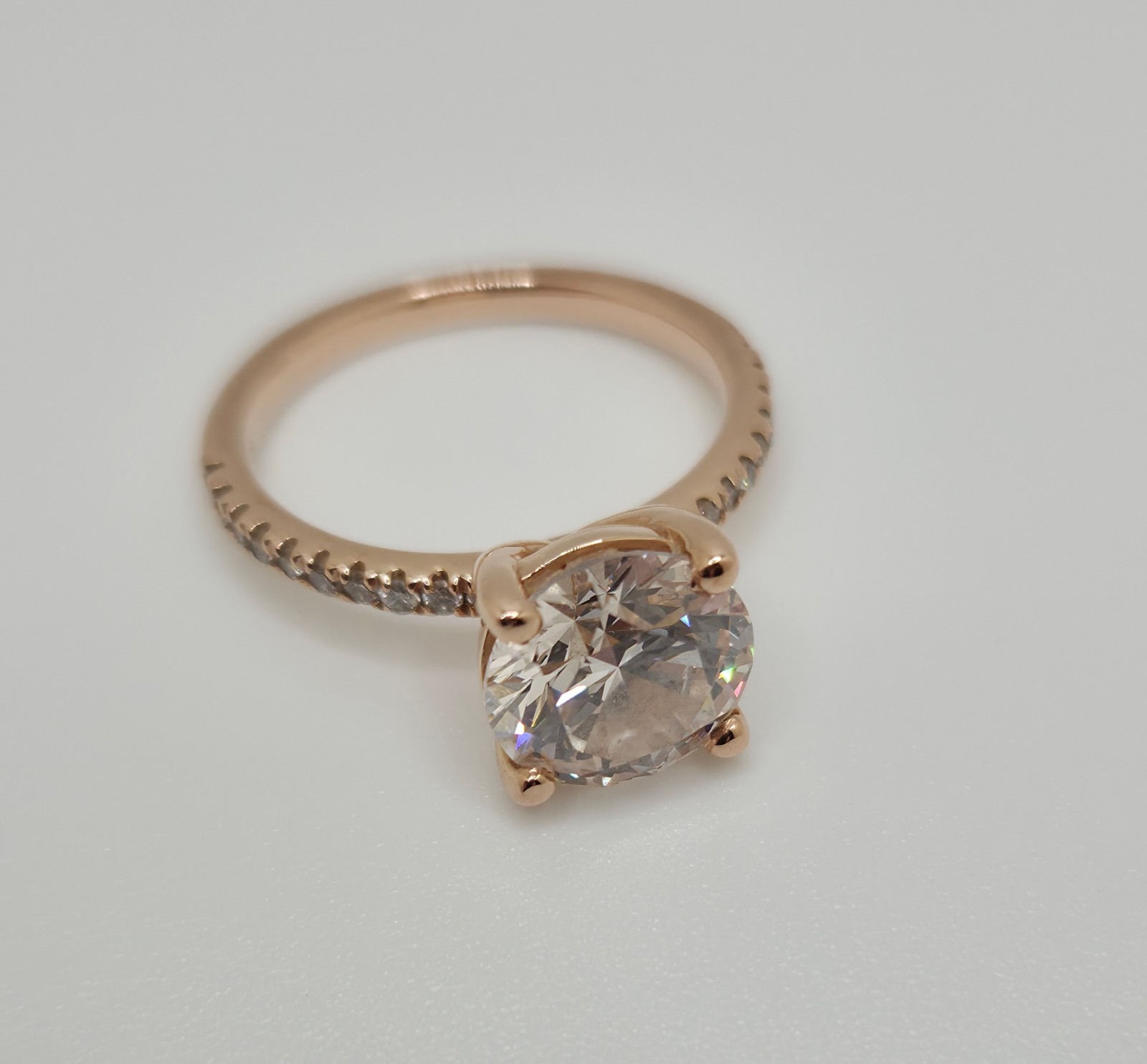 LAB CREATED DIAMOND RING – 14k ROSE GOLD – 2.53 ROUND VS1 RARE CARAT – 6.25 SIZE