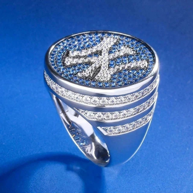 4TCW Round Lab Created Diamond Custom Letter Men’s Ring 14k White Gold Plated