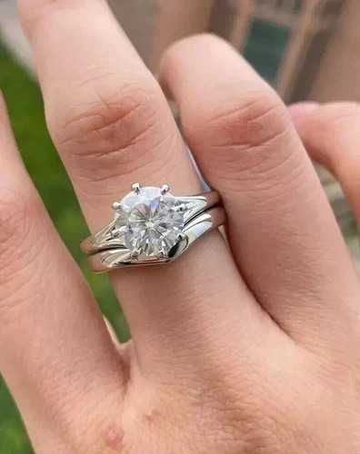 2Ct Round Cut Lab Created Diamond 14K White Gold FN Engagement Ring Set