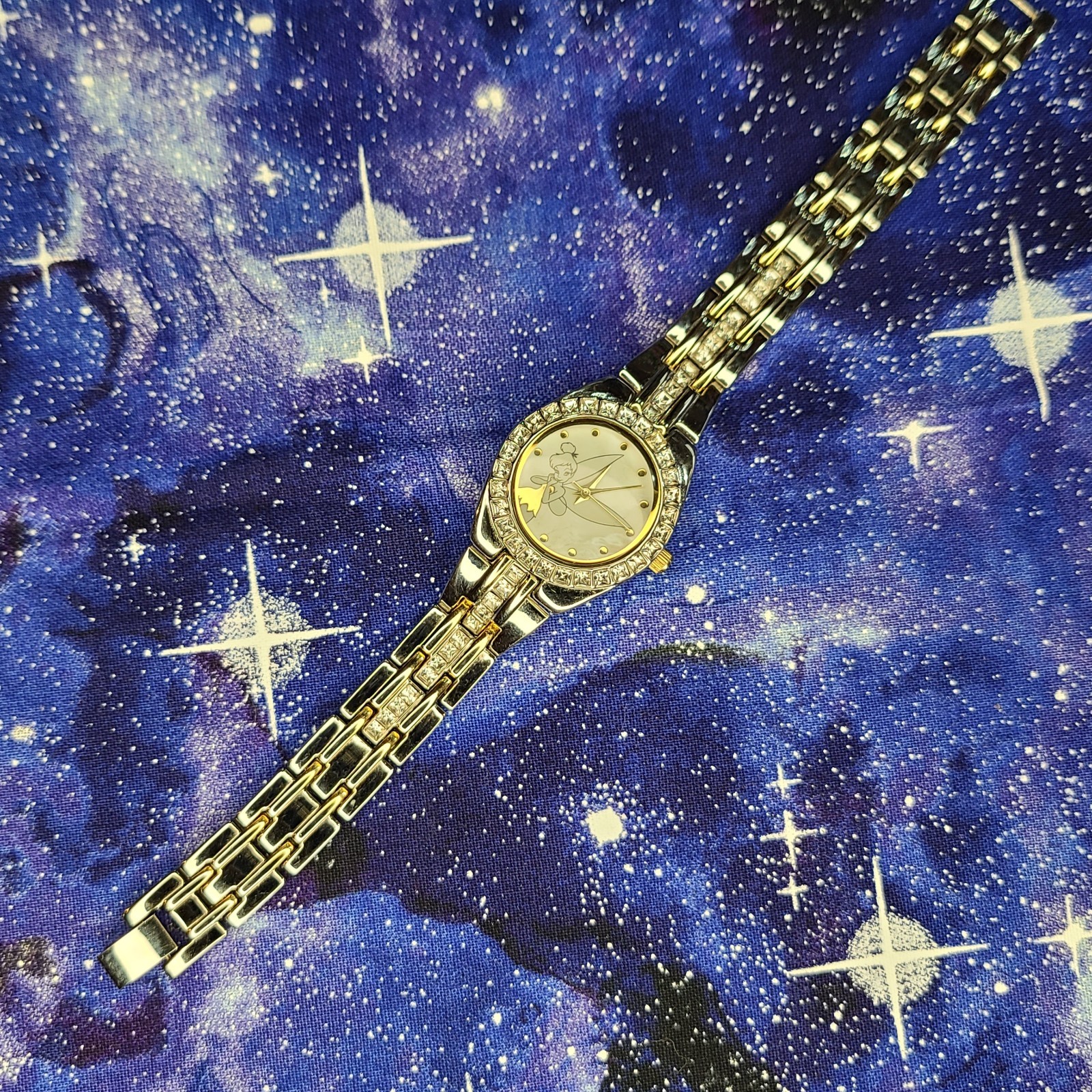 Vtg Disney Tinkerbell Couture Crystal Dress Watch MOP Face Ready To Wear | Video