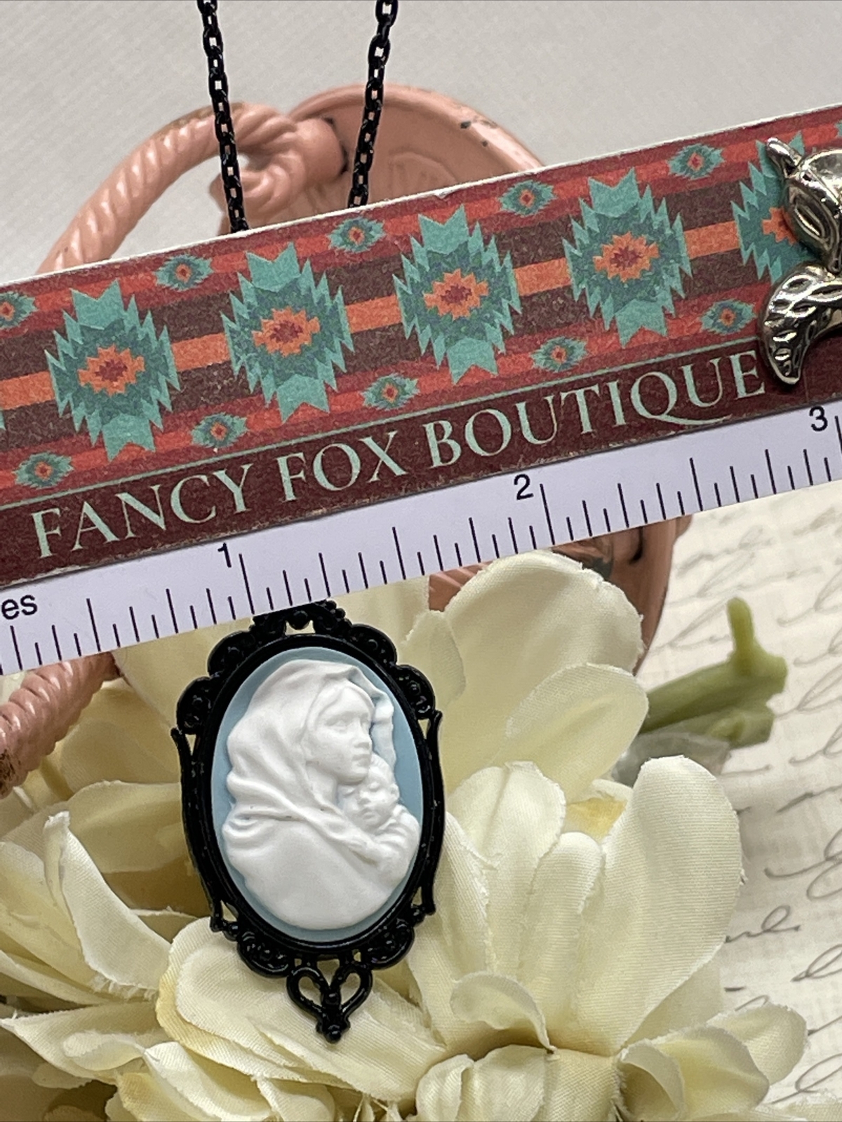 Madonna Mary Child Jesus MOM Heart Jewelry White Mothers Day necklace Cameo Bday