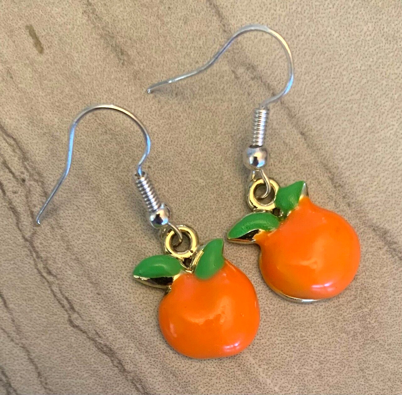 Florida Orange Citrus Fruit Drop Dangle Food Festival Earrings Jewelry 1 1/4″