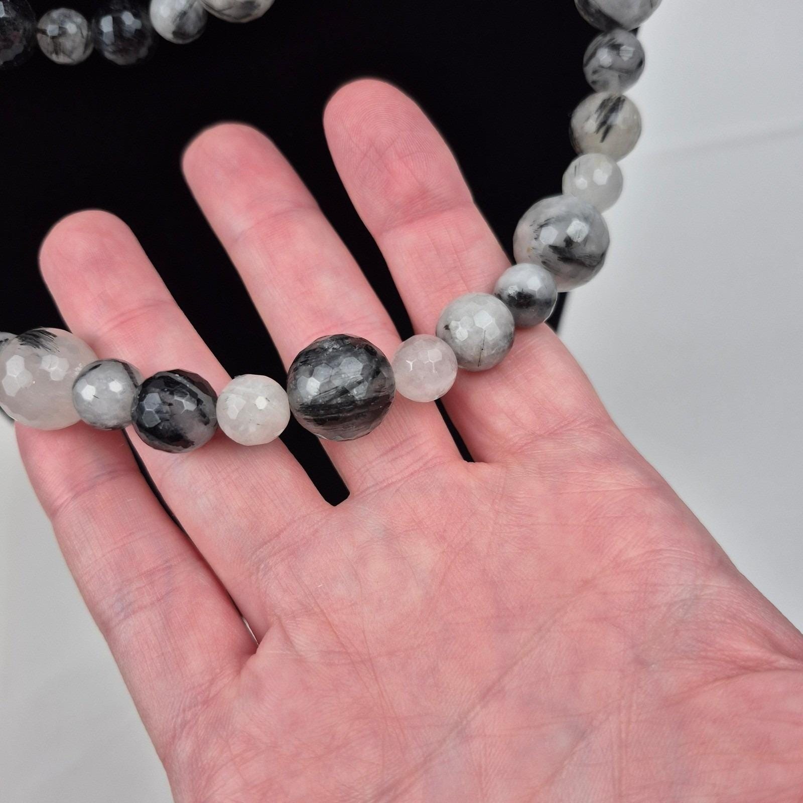 DTR Jay King Beaded Necklace Women 36″ Gray White Black Gemstone Long Strand 925