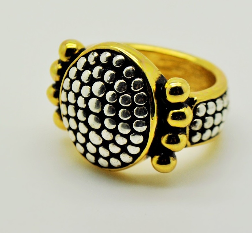 NEW CHIC FASHION HIGH- QUALITY TWO TONE DESIGN RHODIUM SILVER RING US-SELLER 012