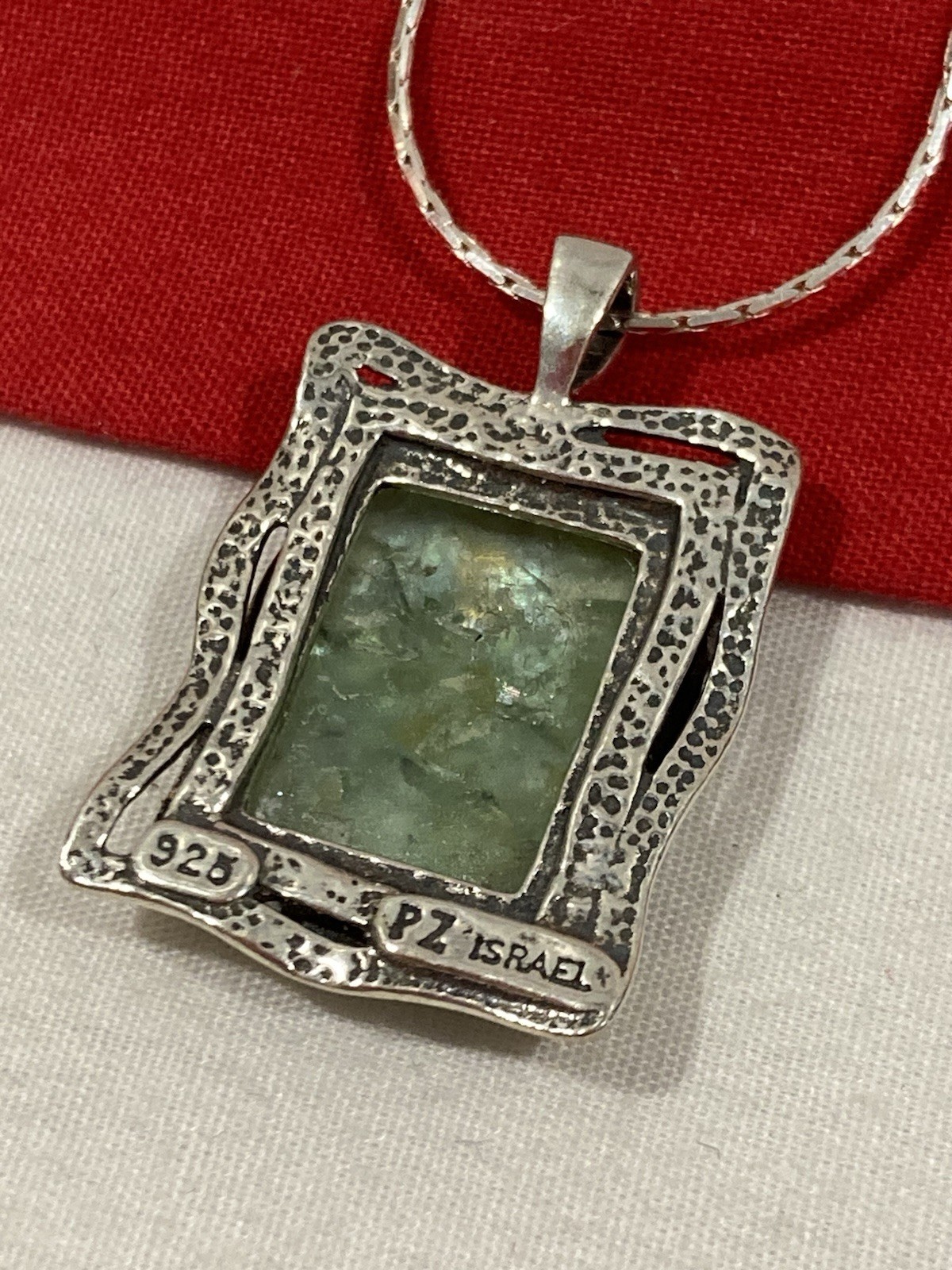 NEW OR PAZ PZ ISRAEL Sterling Silver 925 ROMAN GLASS Pendant 20″ Necklace W/BOX