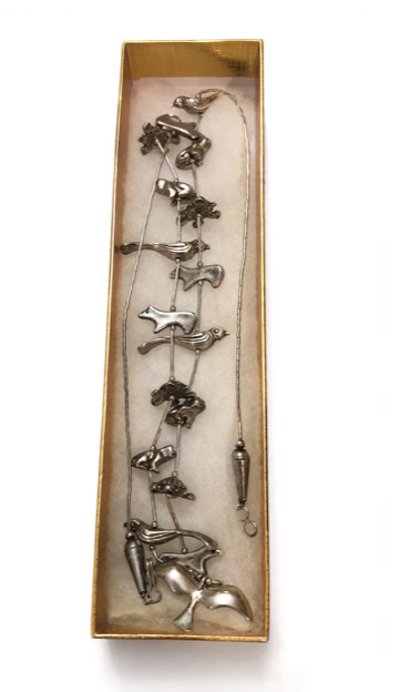 Vintage 1970s-1980s Italy 800 Silver 17 Animal Fetish Necklace 31in 64.5g