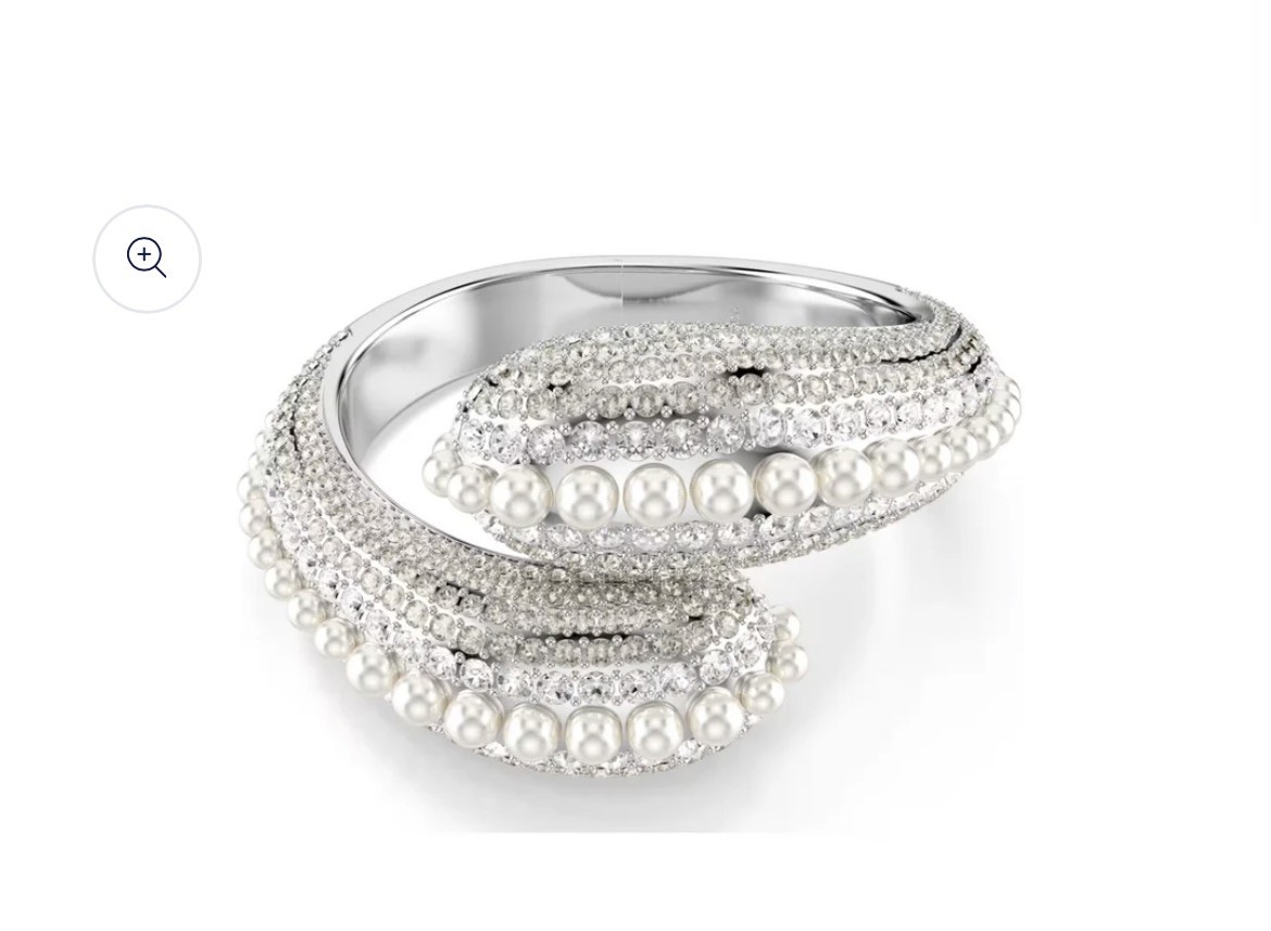 SWAROVSKI Bangle Sublima Cuff Pearls Silver Rhodium Plated Medium New + bag❤️