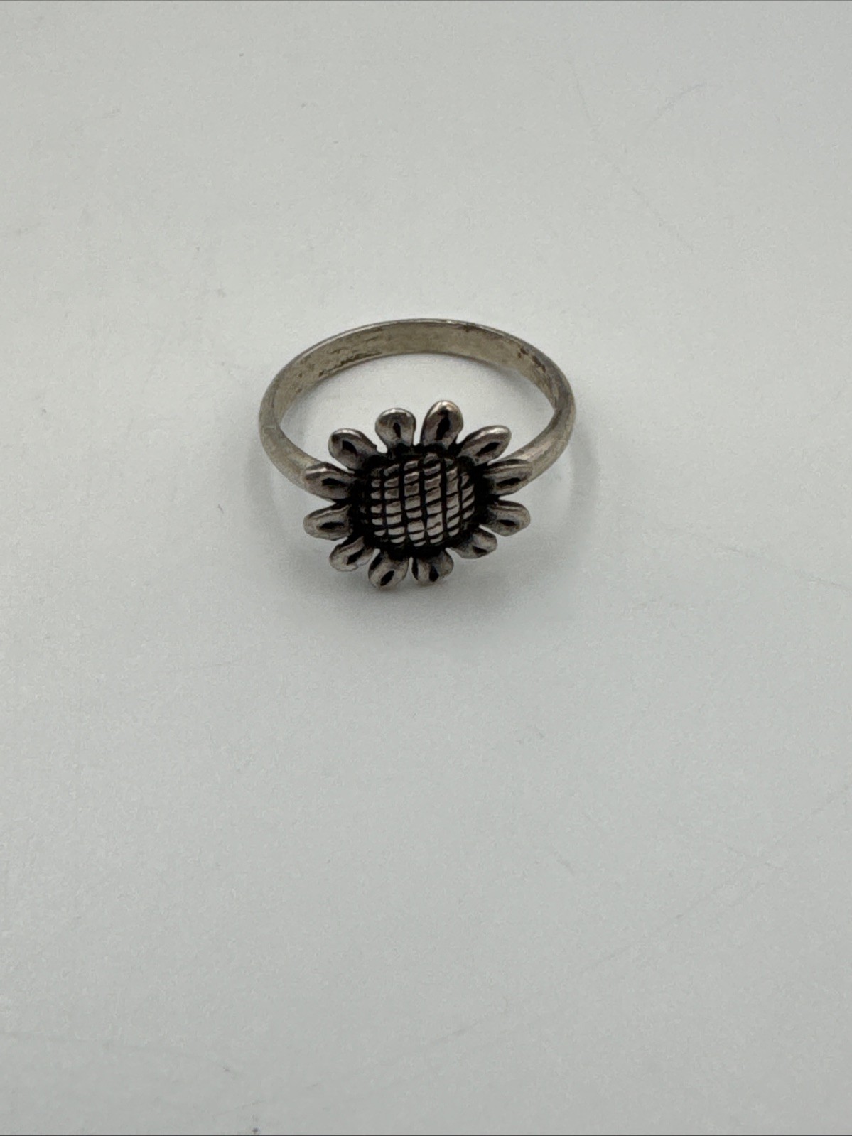 Vintage 13.30mm Sterling Silver 925 Sunflower Shape Sz 8.25 Ring 2.9g