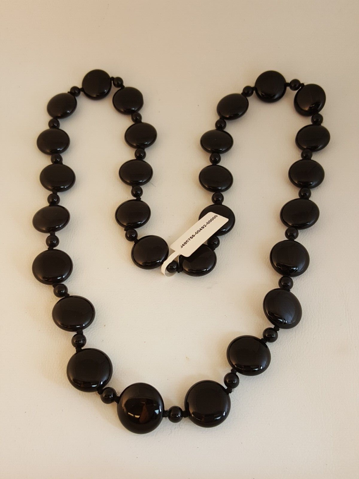 Onyx wafer disc necklace 28″ long orig tag still attached!