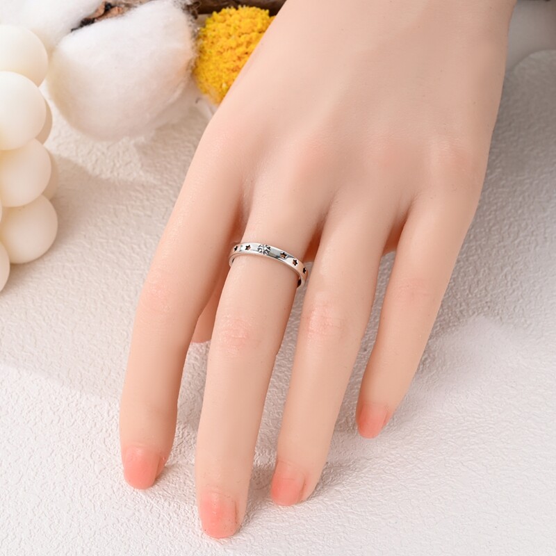 MULA 925 Sterling Silver Finger Ring Clear AAA CZ Hollow Stars For Women Jewelry