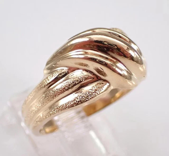 Love Knot Estate Anniversary Band Ring Antique 14K Yellow Gold Plated Silver