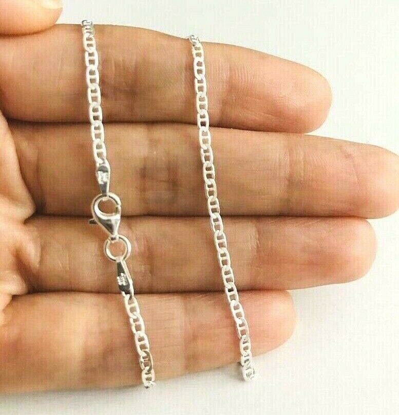 925 Sterling Silver 2mm Mariner Link Chain,Made in Italy Necklace – G050