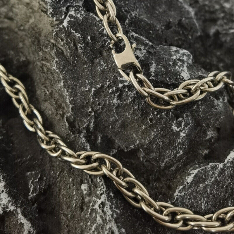 Pure titanium necklace twisted bracelet 7mm lightweight anti allergic 7.9 inches