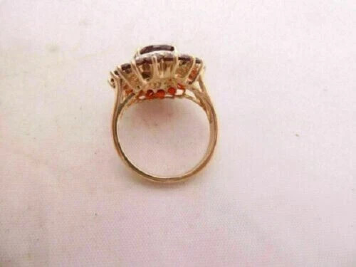 3.20Ct Oval Cut Red Garnet Double Halo Engagement Ring 14K Yellow Gold Finish