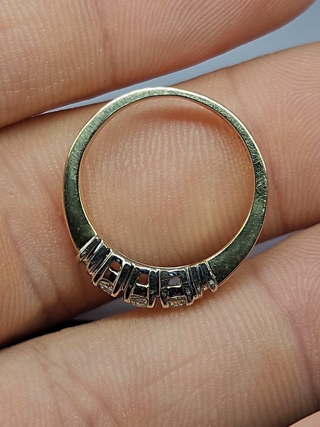 14k Yellow Gold 0.27TCW Diamond 3 Stone Ring Past Present Future Size 5.5 3.08g