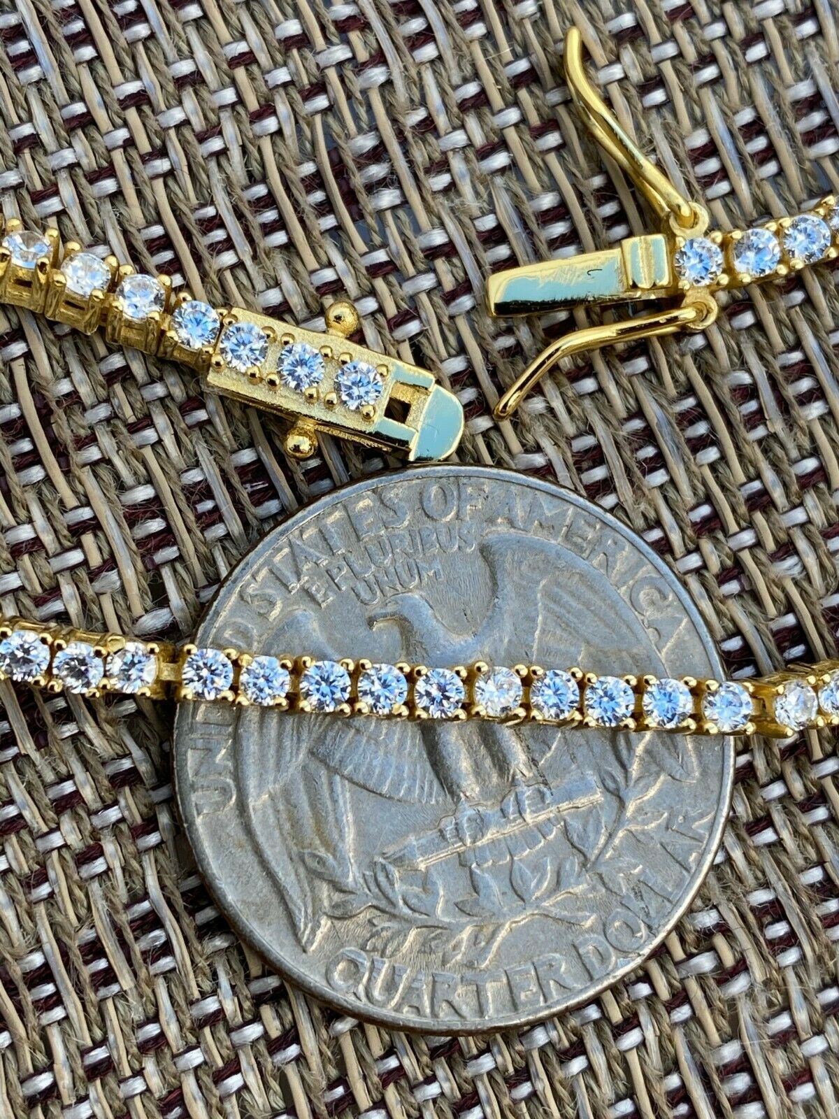 14k Gold Plated Solid Silver 2mm Real MOISSANITE Tennis Bracelet Passes Tester