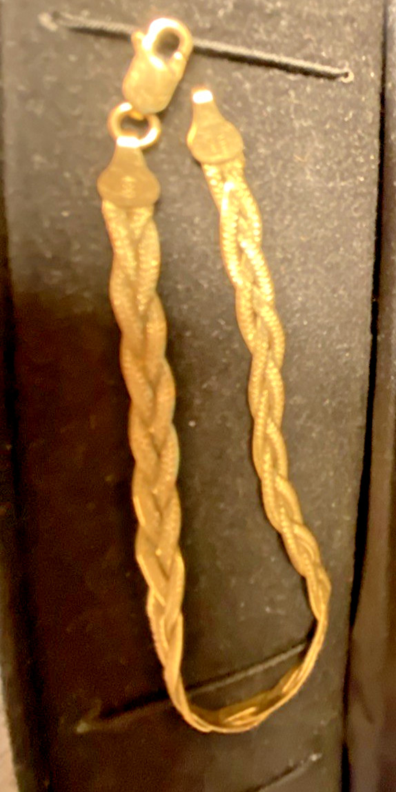 14K Italian Braided Diamond Cut Bracelet 7.5″ length Vintage Design