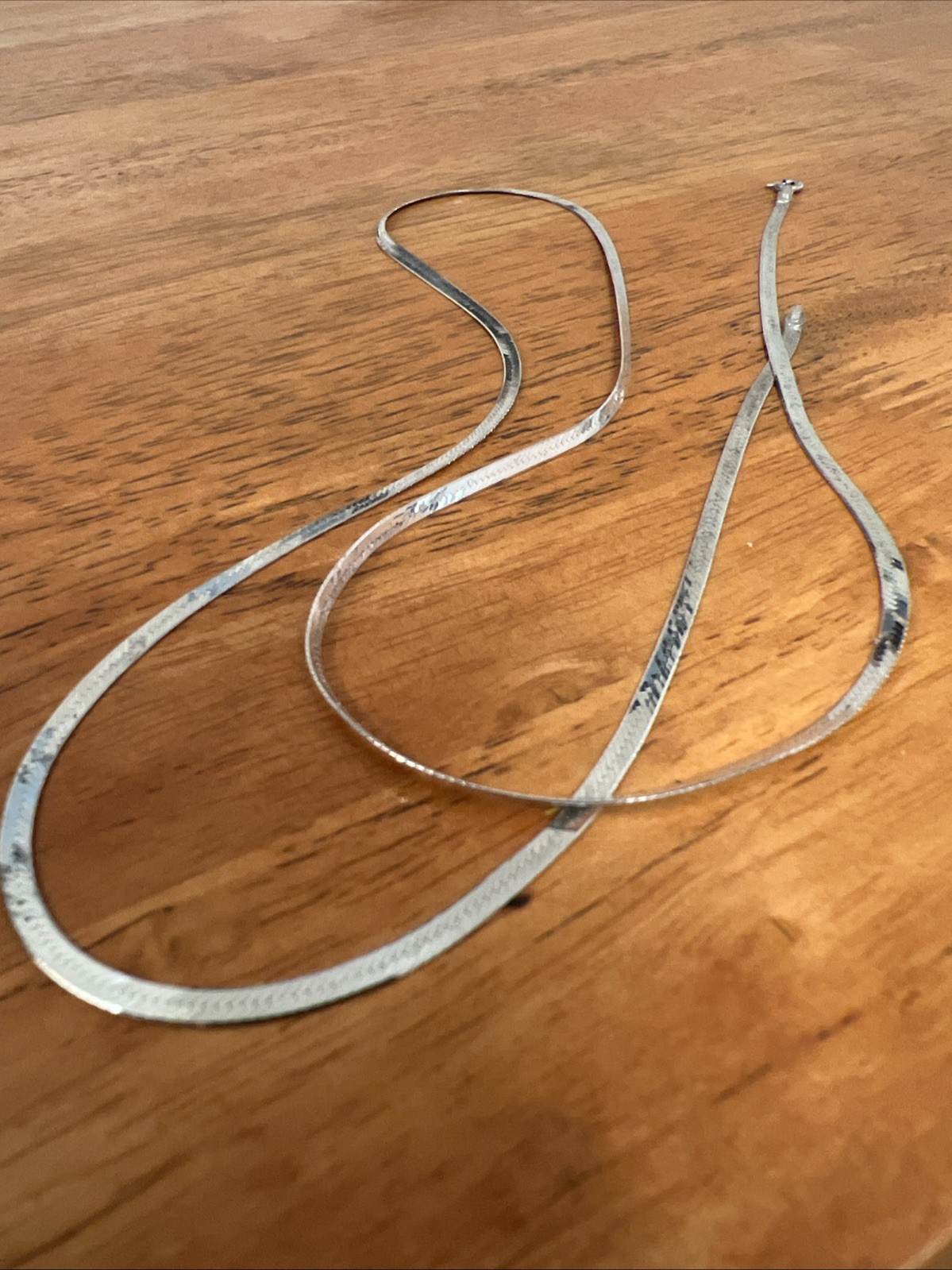 30in 3mm 925 Sterling Silver Flat Herringbone Necklace High Shine Italy 8 Grams
