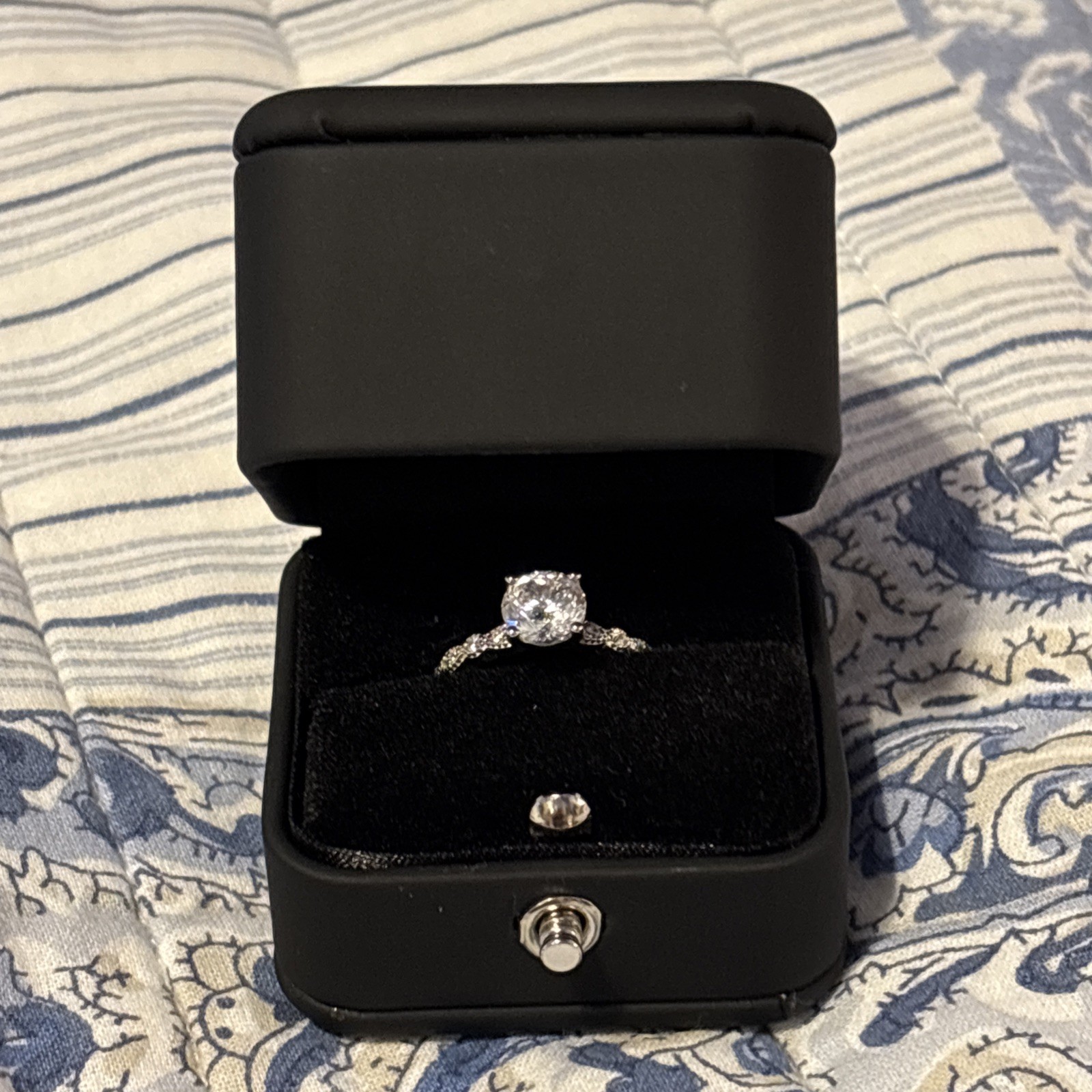 Modern Gents Sterling Silver Sofia Simulated Diamond Engagement Ring Size 6