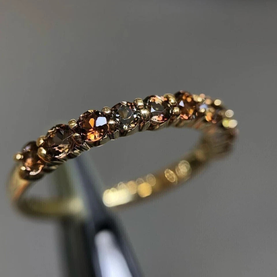 1.50Ct Round Cut Created Chocolate Diamonds Eternity Band 14K Yellow Gold Finish
