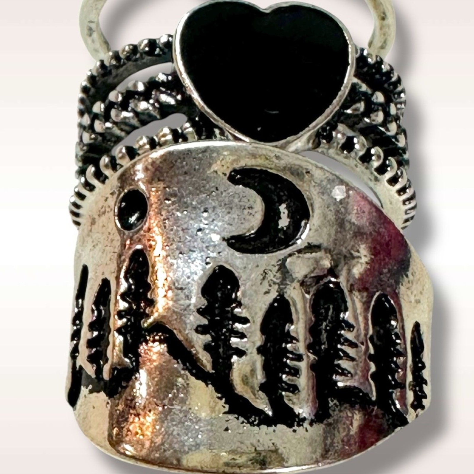 Free People Celestial Western Bohemian Ring Set Silver Onyx Snake Moon Star NWT