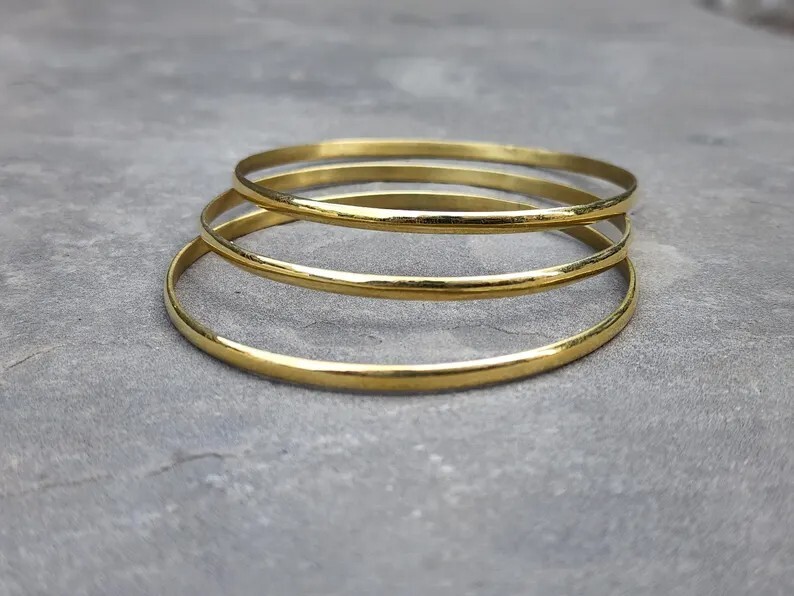 100% Pure Brass Bangles Set of 3 Handmade Bangles Set For Women All Size SR687