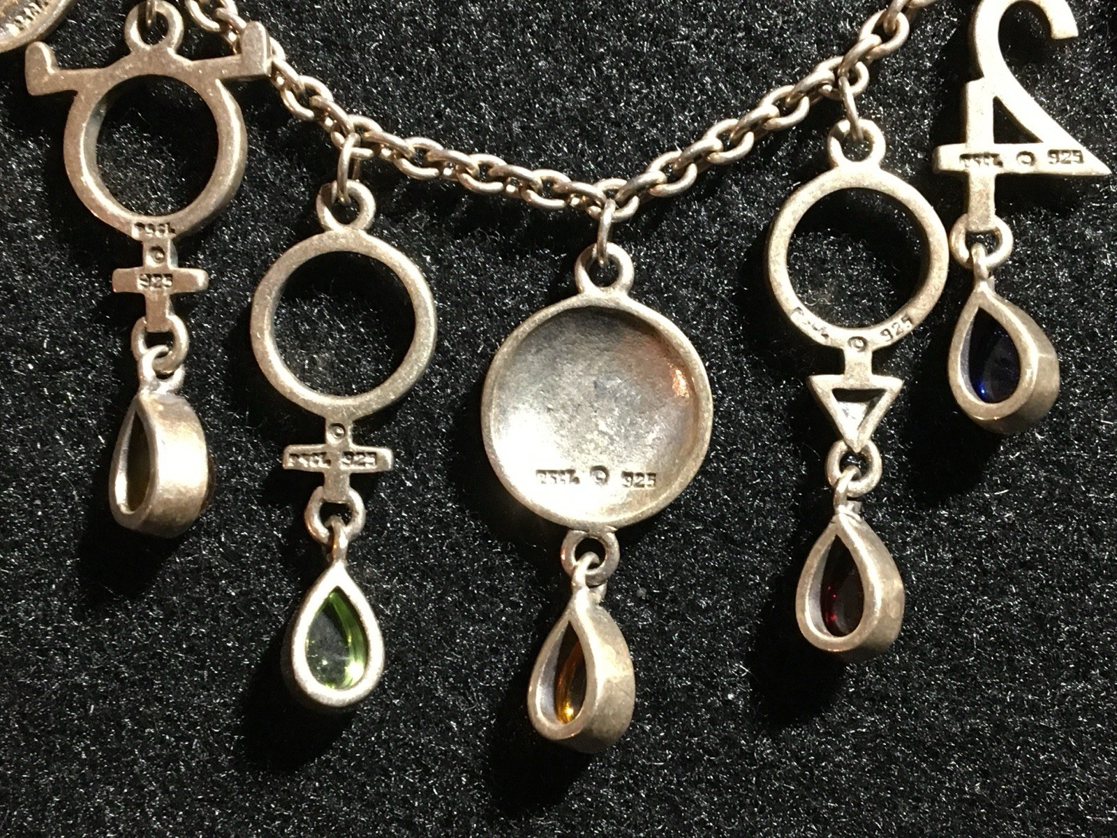 Peter Stone 925-7 Classical Planets Necklace Moons Necklace Retired Vintage Gems