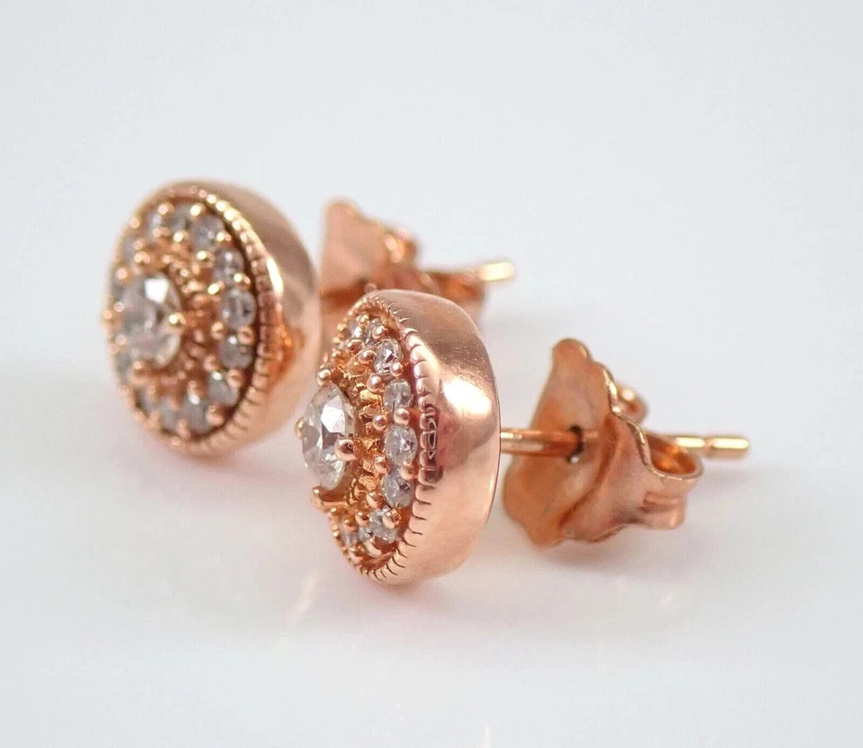 1.50Ct Lab Created Diamond Round Halo Cluster Stud Earrings 14K Rose Gold Plated