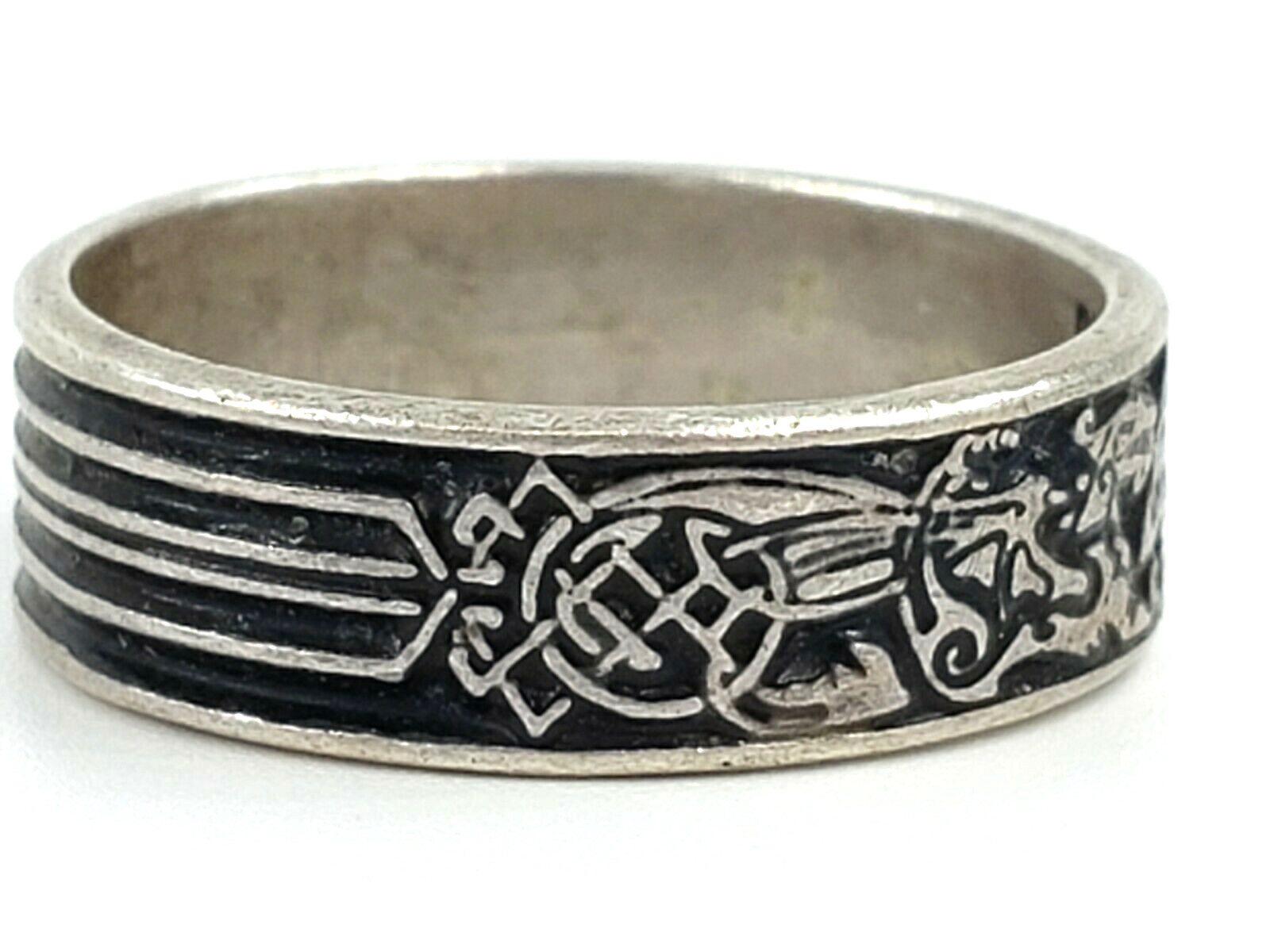 PEPI Sterling Silver Ring Size 9 Triquetra Dragon Celtic Knot Wiccan Pagan Goth