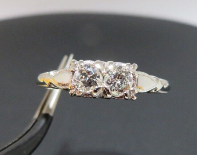 14K WG 2-ROUND DIAMOND FOREVER US RING 0.35 tcw SZ 8 2.58 grams (AI-2267)