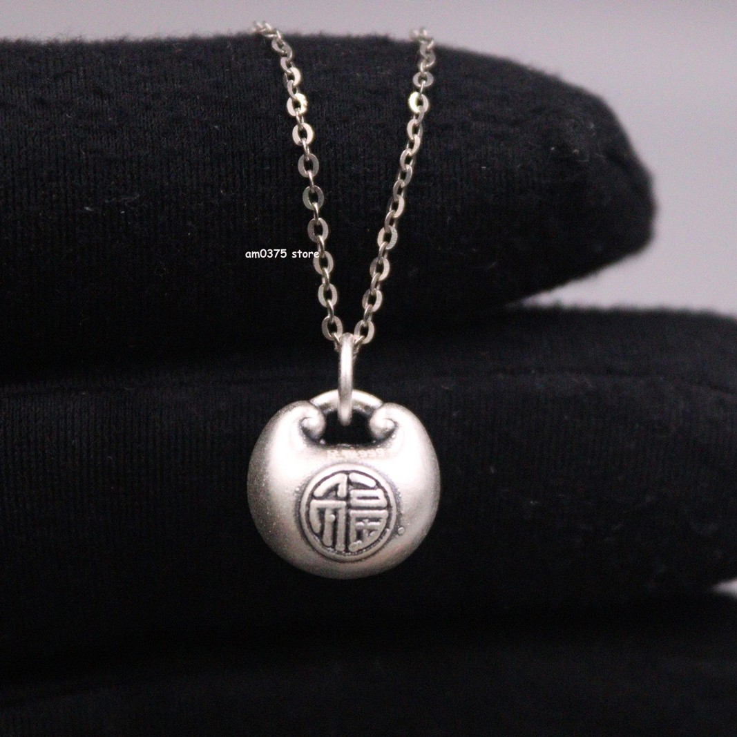 1pcs Real 999 Fine Silver Ruyi Fu Lock Pendant Charms Accessories Loose Bead