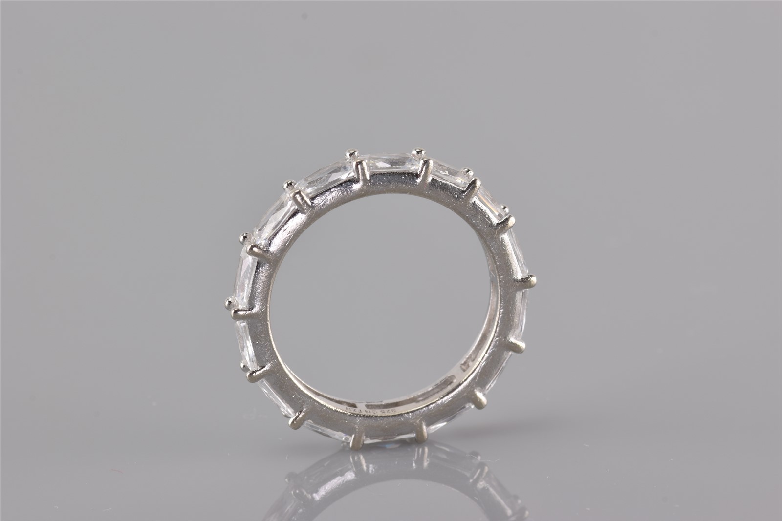 Fuzion Creation Sterling Silver Baguette Cubic Zirconia Band Ring FZN 925 Sz: 8