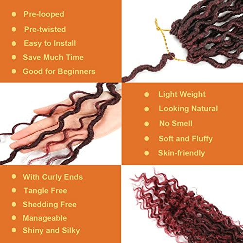 Goddess Locs Crochet Hair Faux Locs Crochet Hair for Black Omber Red Pre