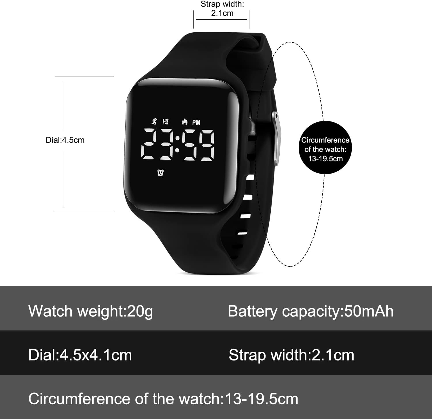 Kids Watches for Girls Boys Digital Sport Watch with Step Counter Pedometer Vibr