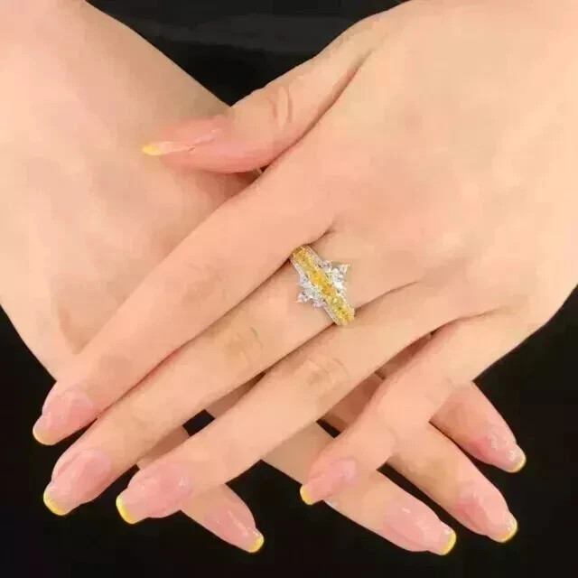 3Ct Asscher Lab Created Citrine Diamond Women Wedding Ring 14K White Gold Plated