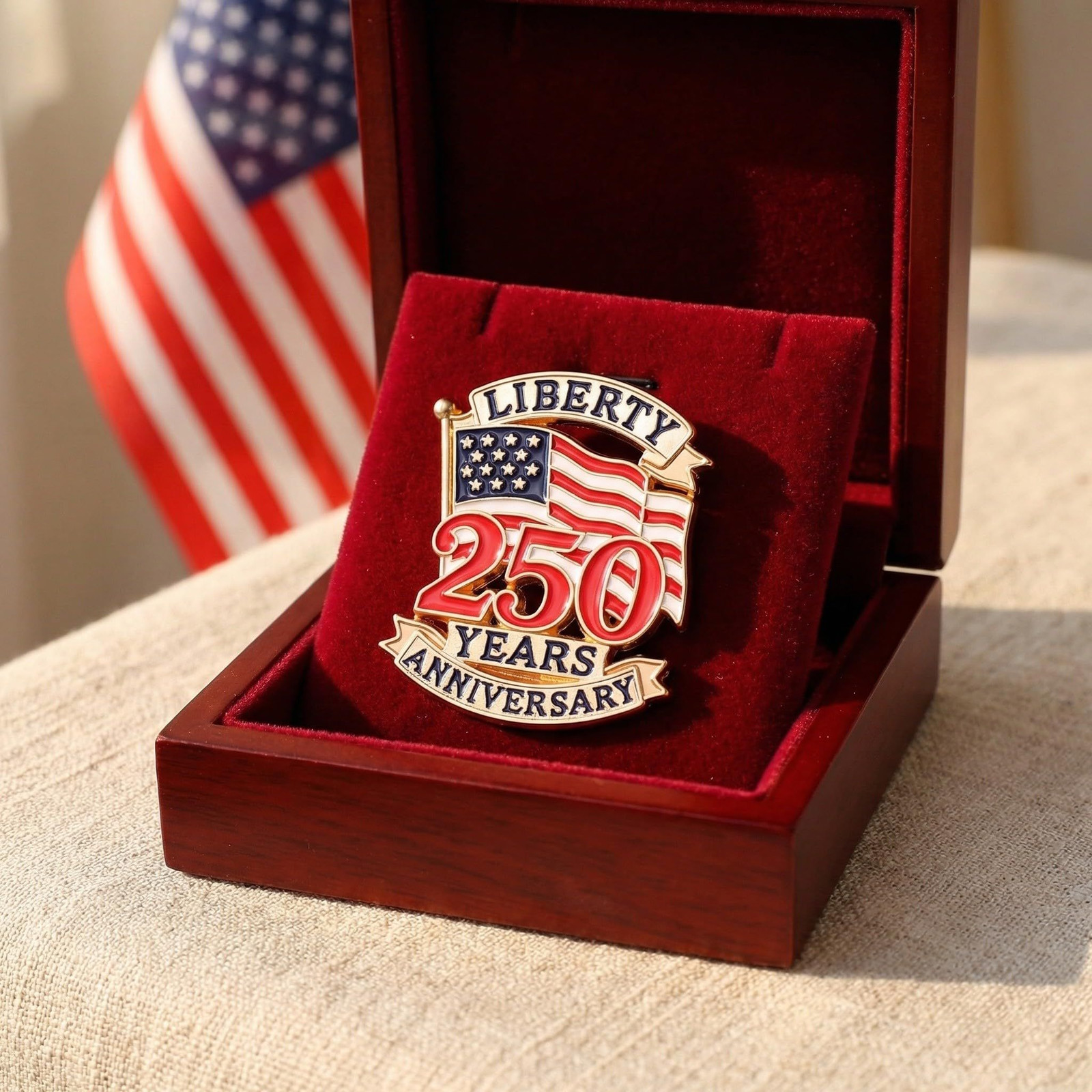 10 Pcs 250 Years America Flag Anniversary Pins, 3.00X2.50X1.00CM, Multicolor