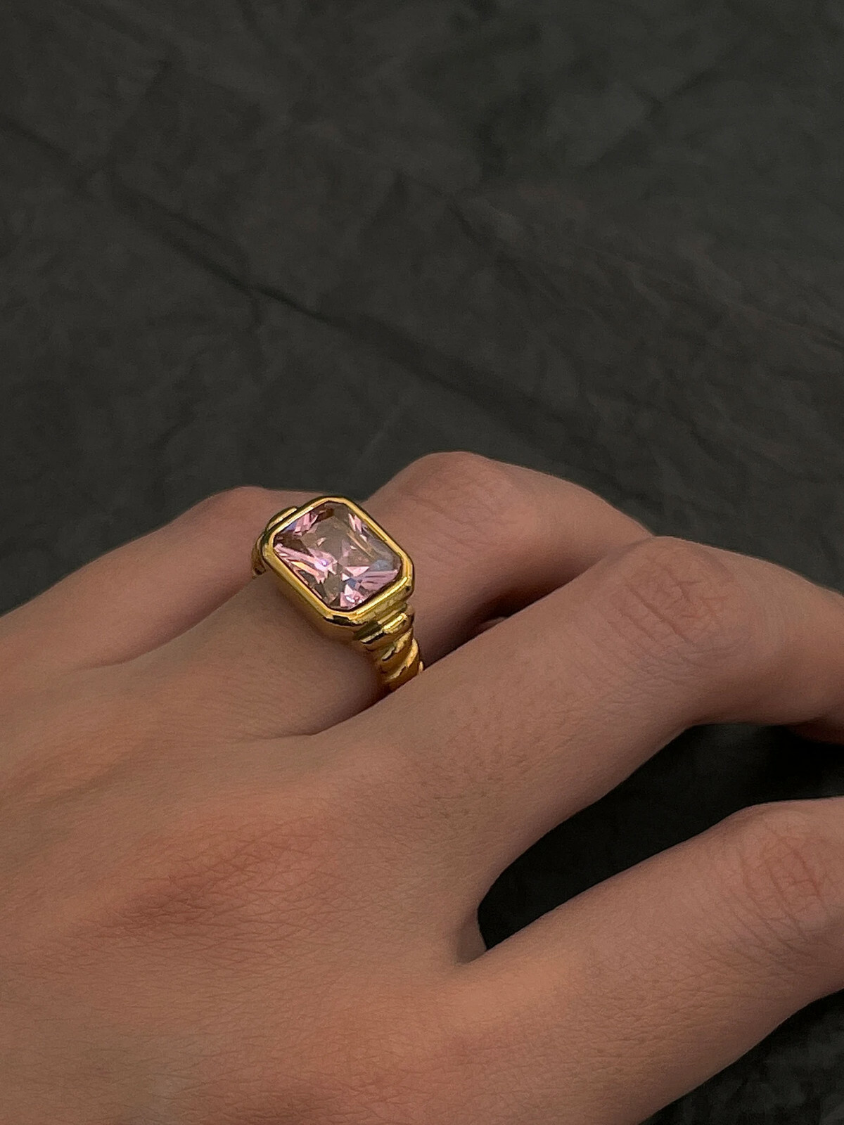 Women’s Gold Plated Ring Chunky Gold Gemstone Ring Colorful CZ Ring Gold Rings