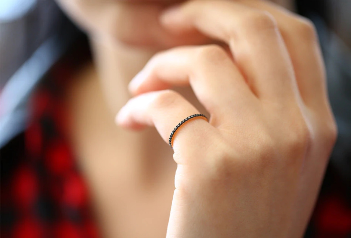 Damen Rosegold Ring 585 14K natürliche schwarzen Diamanten Brillanten 0,30ct