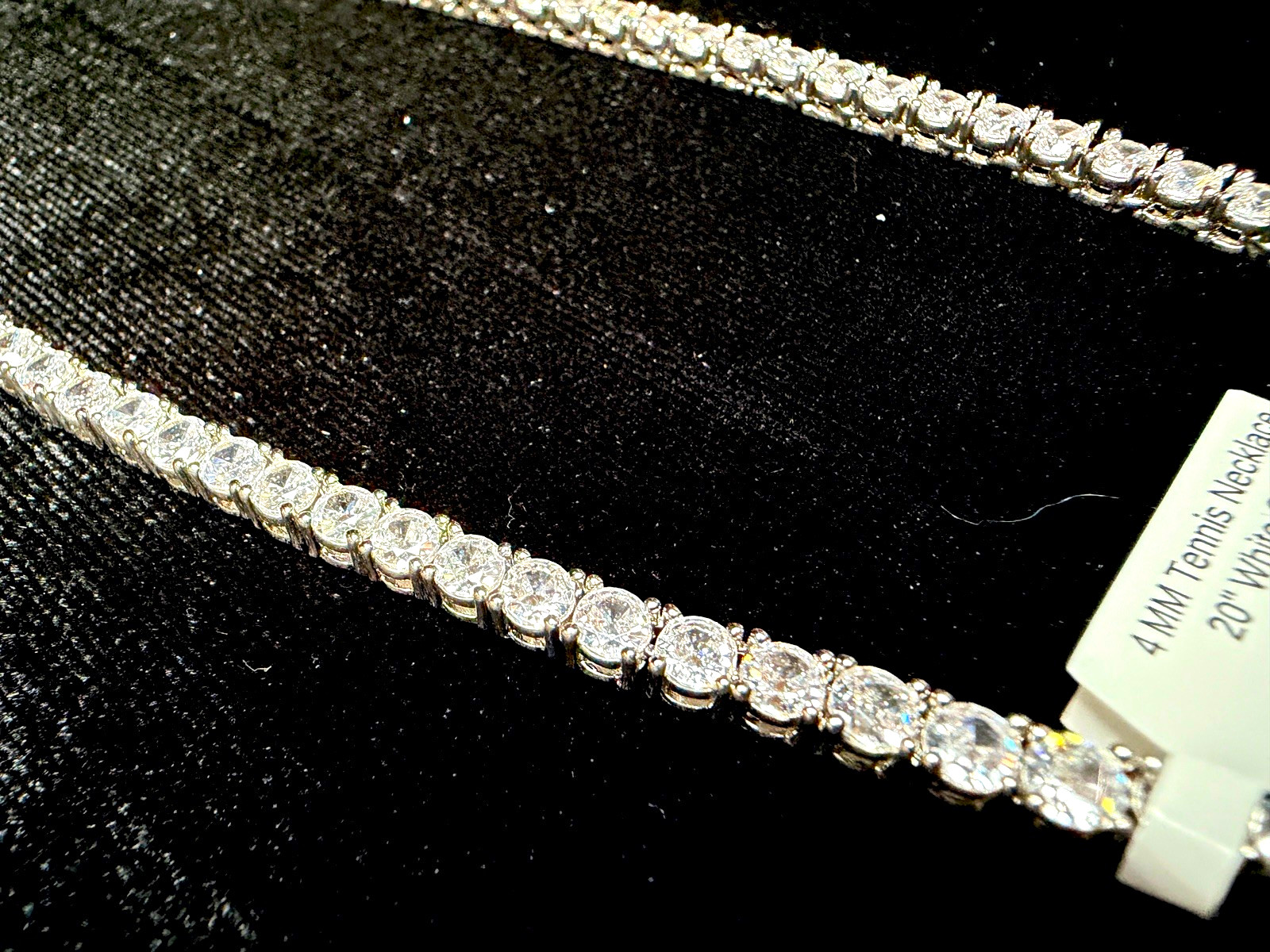 4mm Tennis Necklace 20in 14K White Gold Filled Round CZ Box Clasp. Beautiful!
