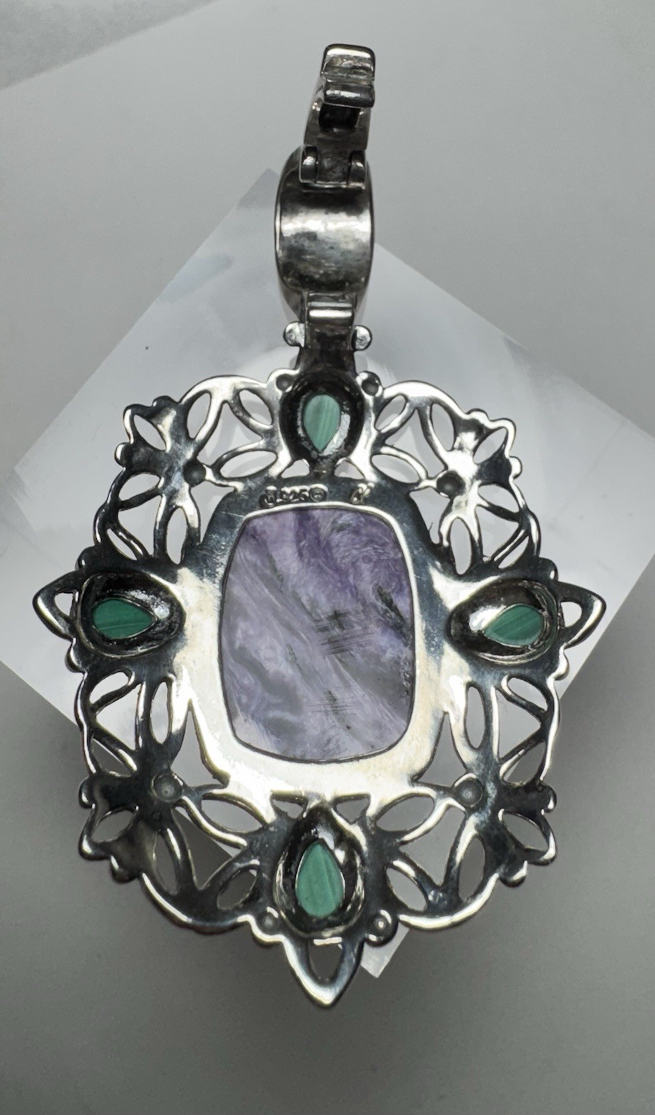 Carolyn Pollack 925 Sterling Charoite Malachite Large Pendant 24g Signed