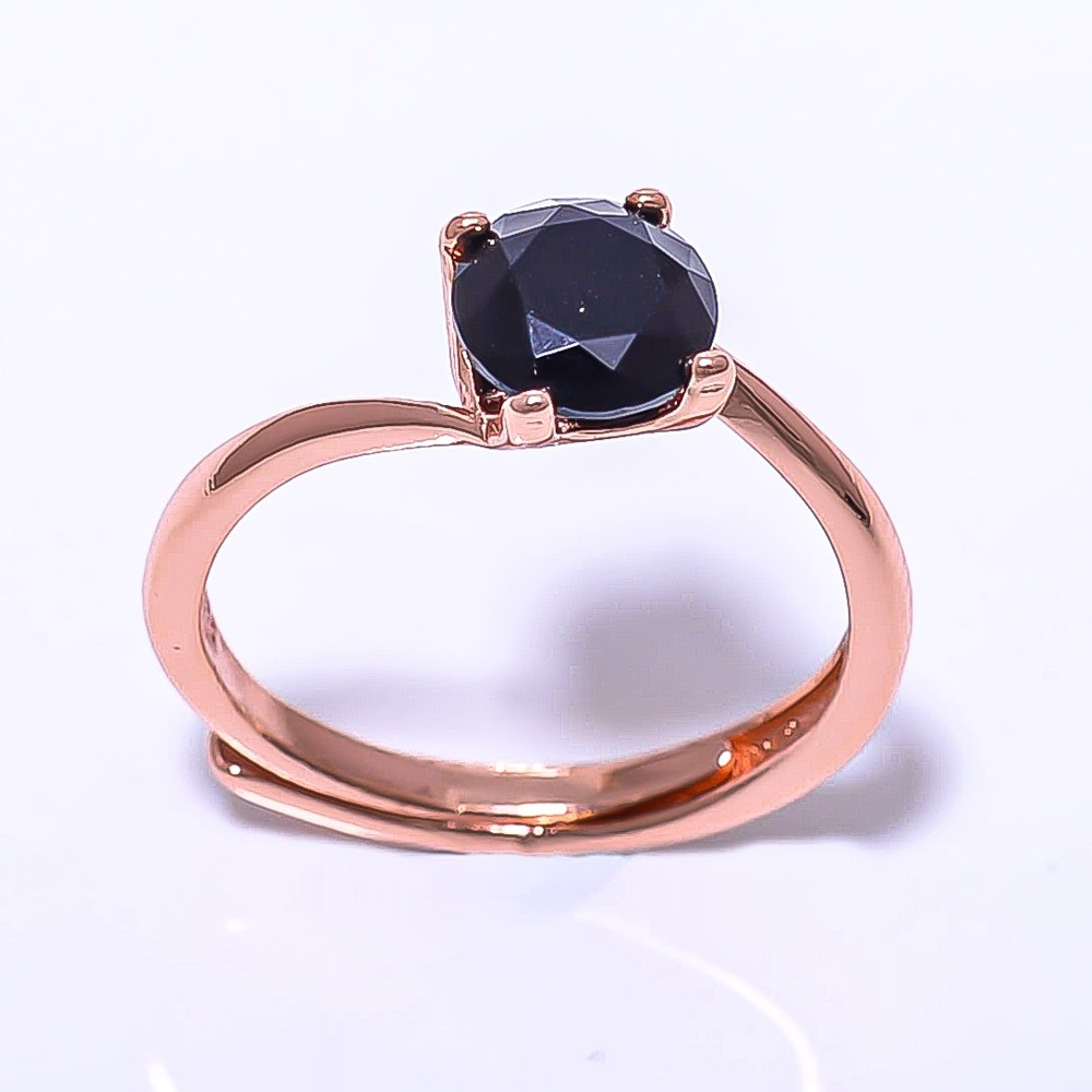Black Spinel Gemstone Rose Gold Plated Ring Adst (42)